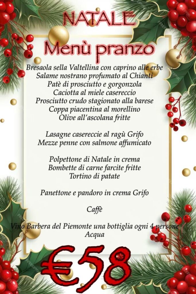 Menu Natale Grifo Coarezza